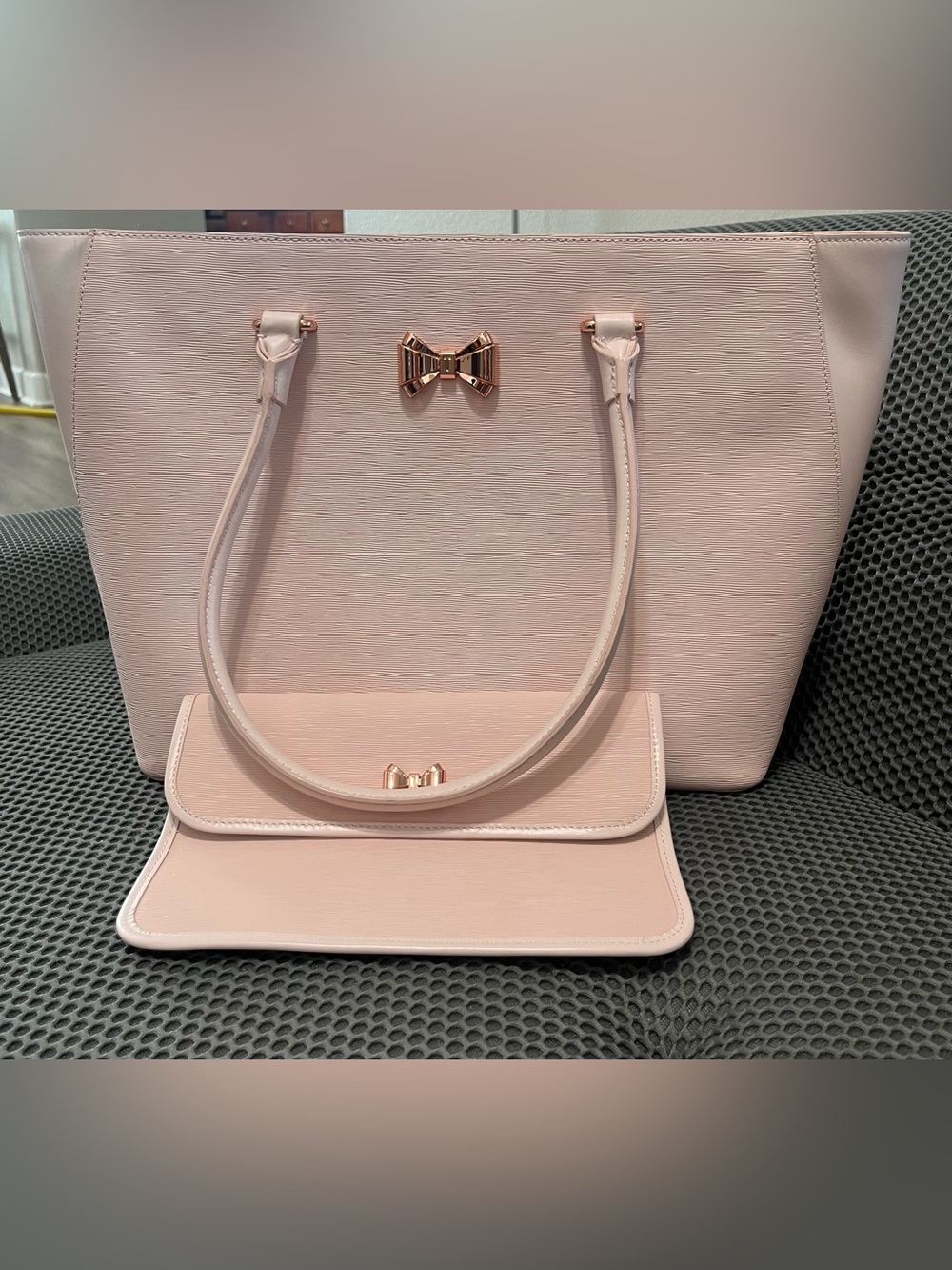 Ted Baker London Blush Pink Tote with Matching Wallet - Bow Accent
